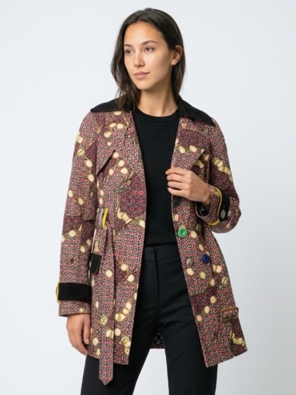 Ivy Jane Jacket Size M Boho Patchwork Belted Statement Coat Eclectic Chic Hobo